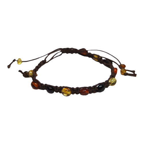 Pulsera De Ámbar Colores Hilo Café